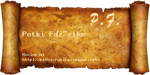 Petki Füzike névjegykártya